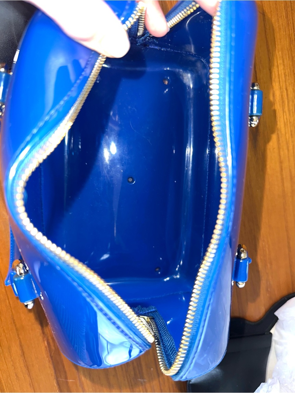 Furla Candy Bag Dome Satchel | Cobalt Blue Glossy PVC | Made in Italy -Excellent - Picture 12 of 12